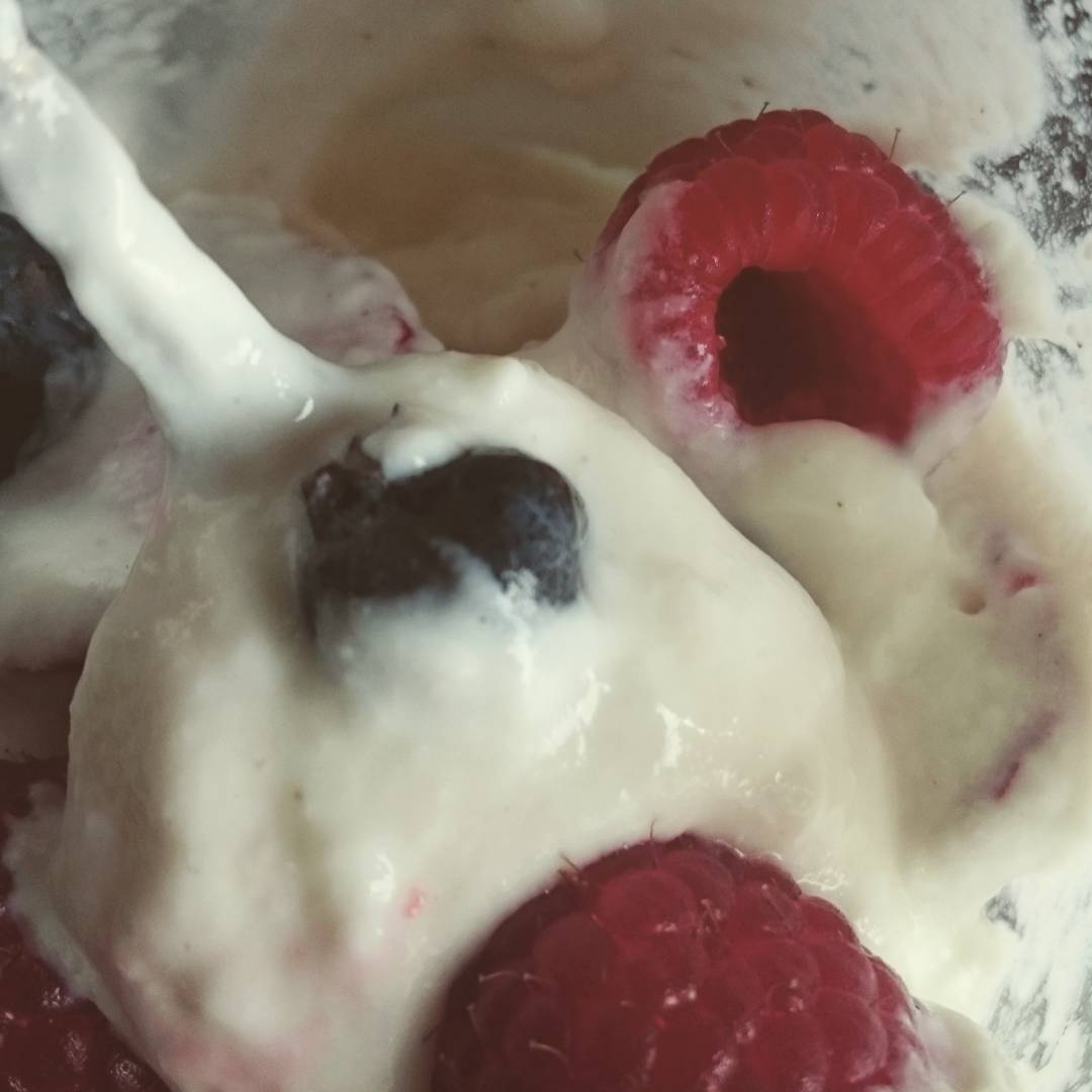 #cream with berries #favorite #snack ever.  Ortschaft what is your best snack?