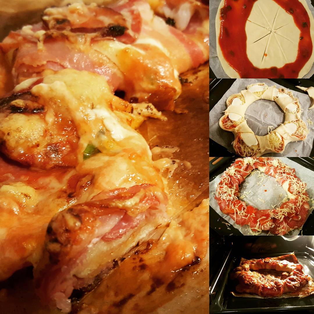 Pizza mal anders - gefüllt mit Käse und umgewickelt mit Bacon und ...